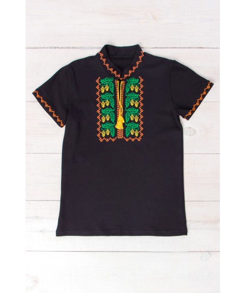 Men's short-sleeved embroidered shirt Nosy Svoe 46 Black (8606-015-22-v9)