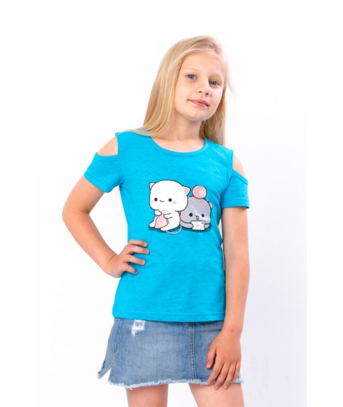 T-shirt for girls Wear Your Own 134 Turquoise (6147-070-33-1-v8)