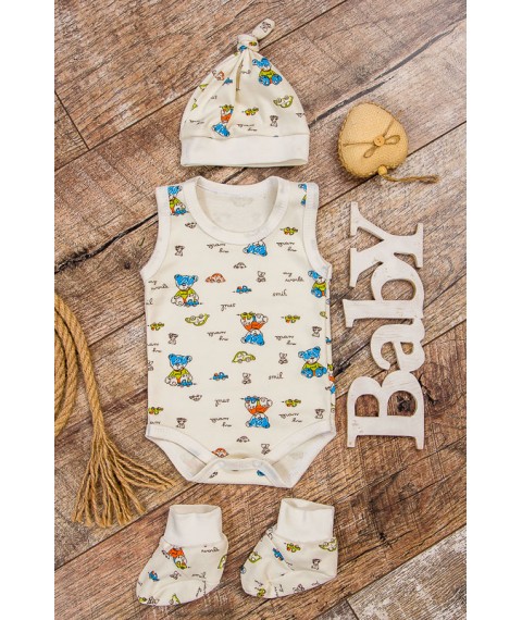 Nursery set for a boy (bodysuit+hat+booties) Wear Your Own 74 White (9549-016-4-v1)