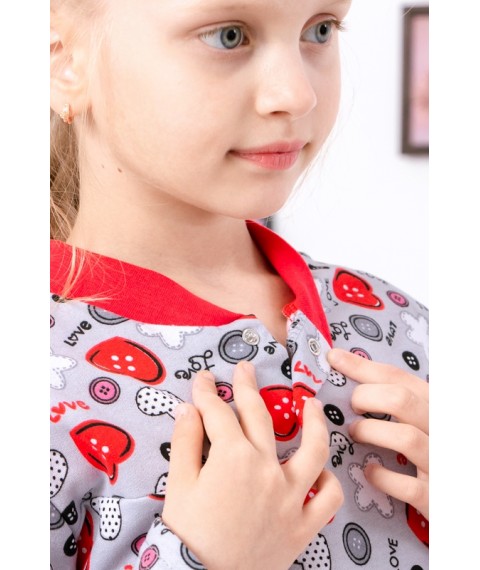 Pajamas for girls with a button Wear Your Own 134 Gray (6077-024-5-v9)
