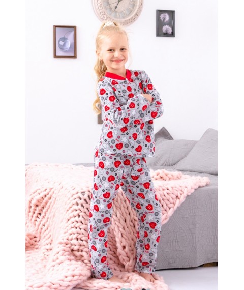 Pajamas for girls with a button Wear Your Own 116 Gray (6077-024-5-v53)