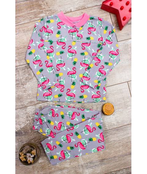 Pajamas for girls with a button Wear Your Own 110 Gray (6077-024-5-v64)