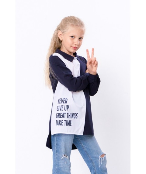 School blouse with a roll Wear Your Own 152 Blue (6142-066-33-v2)