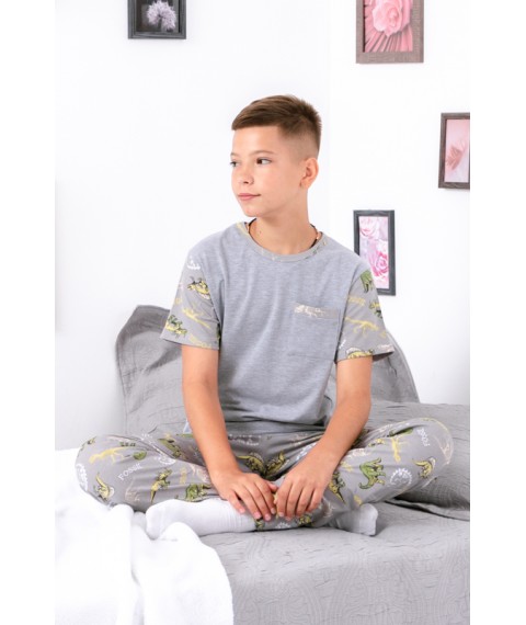 Pajamas for boys (teens) Wear Your Own 164 Gray (6076-043-1-v4)