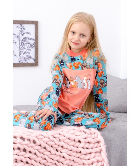 Pajamas for girls with 2 buttons Wear Your Own 128 Turquoise (6077-002-33-5-v14)