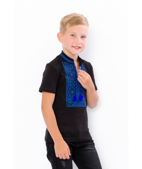 Вишиванка для хлопчика з коротким рукавом Носи Своє 158 Блакитний (6127-015-22-v10)