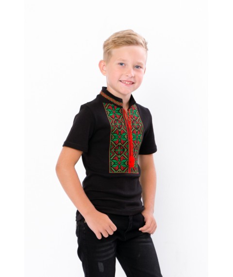 Short-sleeved embroidered shirt for a boy Nosy Svoye 122 Black (6127-015-22-v5)