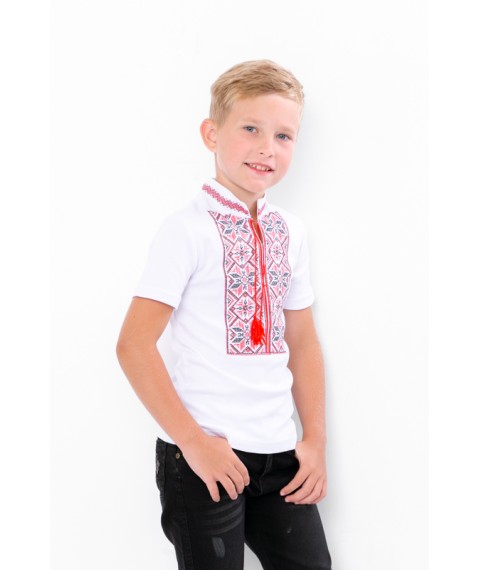 Short-sleeved embroidered shirt for a boy Nosy Svoye 146 White (6127-038-22-v9)