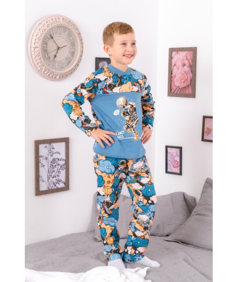 Pajamas for a boy with a button Wear Your Own 128 Blue (6077-024-33-4-v2)