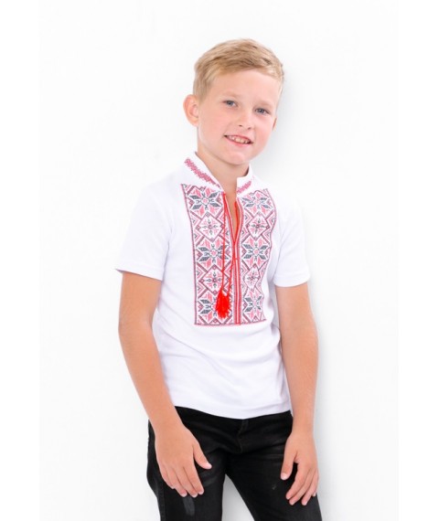 Short-sleeved embroidered shirt for a boy Nosy Svoye 170 White (6127-038-22-v13)