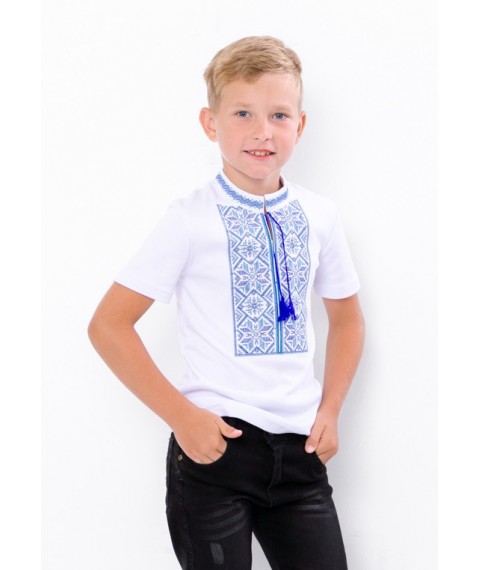 Short-sleeved embroidered shirt for a boy Nosy Svoye 134 White (6127-038-22-v6)
