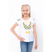 Embroidered shirt for girls with short sleeves Nosy Svoe 134 White (6111-038-22-v6)