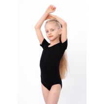 Sports swimsuit for girls (with short sleeves) Wear Your Own 104 Black (6361-036-v1)