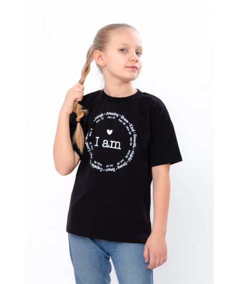 T-shirt for girls Wear Your Own 134 Black (6414-001-33-5-v12)