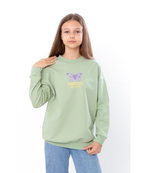 Sweatshirt for girls (teens) Wear Your Own 170 Green (6393-057-33-2-v16)