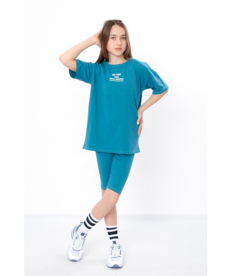 Комплект для дівчинки підлітковий (футболка+велосипедки) Носи Своє 164 Бірюзовий (6420-036-33-1-v19)