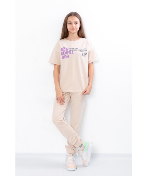 Комплект для дівчинки підлітковий (футболка+штани) Носи Своє 152 Бежевий (6423-057-33-v4)