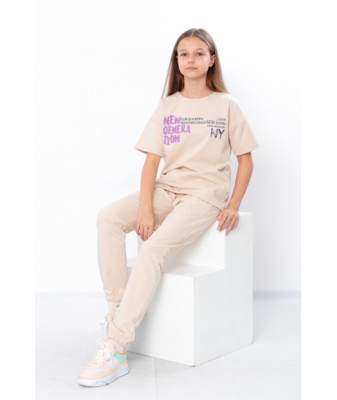 Комплект для дівчинки підлітковий (футболка+штани) Носи Своє 164 Бежевий (6423-057-33-v12)
