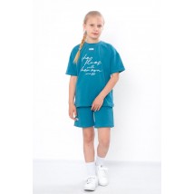Комплект для дівчинки (футболка+шорти) Носи Своє 140 Бірюзовий (6431-036-33-v17)
