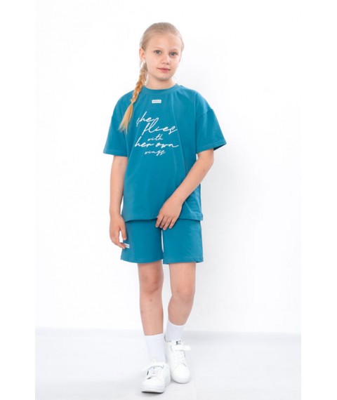 Комплект для дівчинки (футболка+шорти) Носи Своє 122 Бірюзовий (6431-036-33-v7)