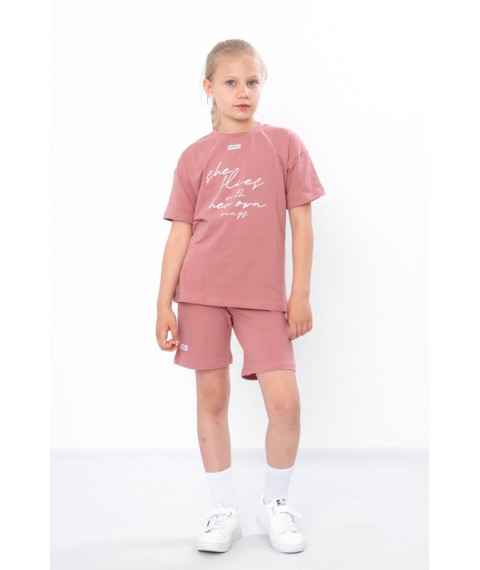 Комплект для дівчинки (футболка+шорти) Носи Своє 140 Рожевий (6431-036-33-v15)