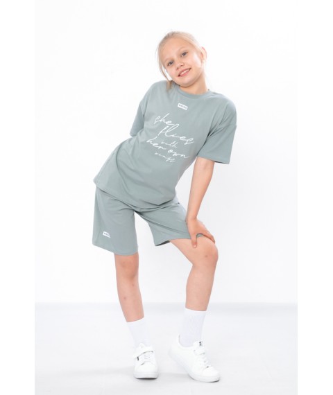 Комплект для дівчинки (футболка+шорти) Носи Своє 146 Сірий (6431-036-33-v20)