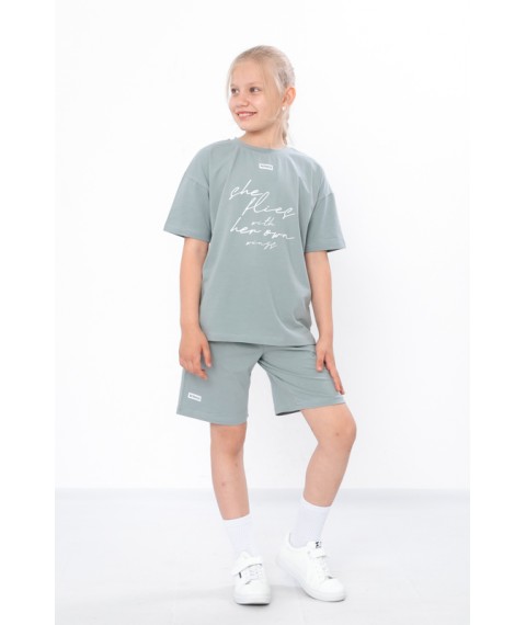 Комплект для дівчинки (футболка+шорти) Носи Своє 134 Сірий (6431-036-33-v13)