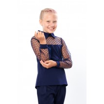 Блуза з мереживними рукавами Носи Своє 134 Синій (6138-066-v6)