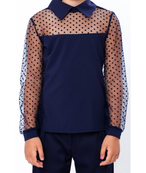 Блуза з мереживними рукавами Носи Своє 152 Синій (6138-066-v1)