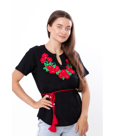 Women's embroidered jacket with belt Nosy Svoye 48 Black (8029-015-22-v4)