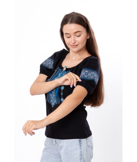 Women's short-sleeved embroidered shirt Nosy Svoe 46 Black (8604-015-22-v13)