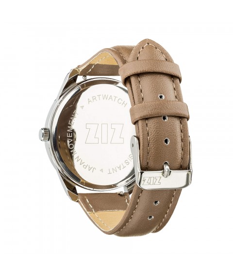 Ремінець для годинника ZIZ (сіро - коричневий, срібло)