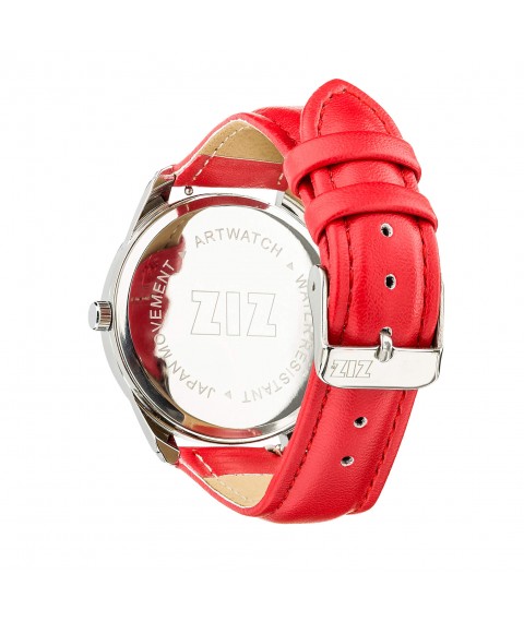 Ремешок для часов ZIZ (маково - красный, серебро)