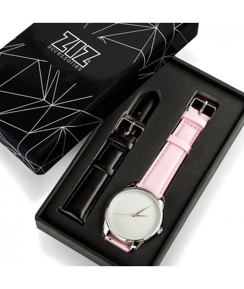 Годинник ZIZ Мінімалізм (рожевий, срібло)