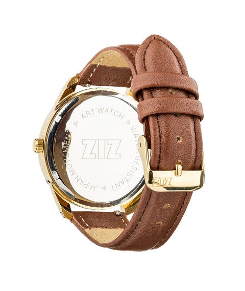 Ремінець для годинника ZIZ (кавово - шоколадний, золото)