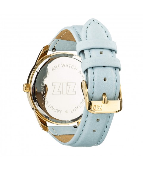 Ремешок для часов ZIZ (нежно - голубой, золото)