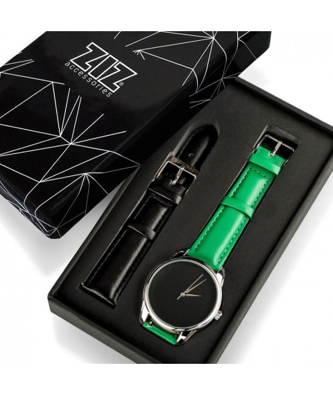 Годинник ZIZ Мінімалізм чорний (зелений, срібло)