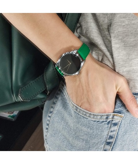 Годинник ZIZ Мінімалізм чорний (зелений, срібло)