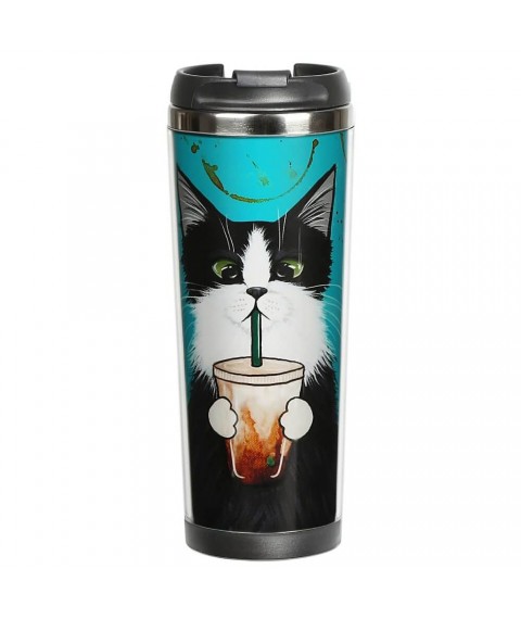 Термокружка ZIZ Кіт зі склянкою