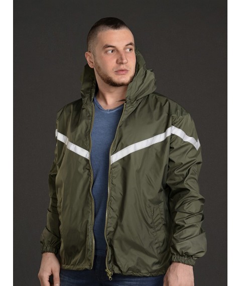Men's Windbreaker With Reflective Piping And Branding