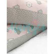 Подушки для беременных U образная “обнимашка” - Барашки на розовом и завитки на сером (широкое изголовье)