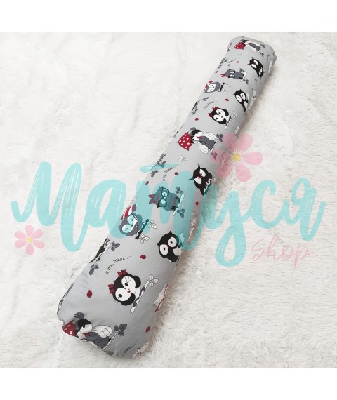 Maternity pillow I-shaped - Owls on gray (100% Cotton)