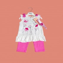 Suit (T-shirt+shorts) Matusya New White with pink 3106