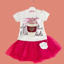Suit (T-shirt+skirt) Matusya New White+pink 19164