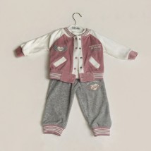 Suit (jacket+T-shirt+pants) Matusya New Pink with gray 572