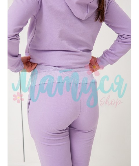 Maternity and nursing tracksuit (pants with a high waistband, hoodie with zippers for nursing) - Lavender