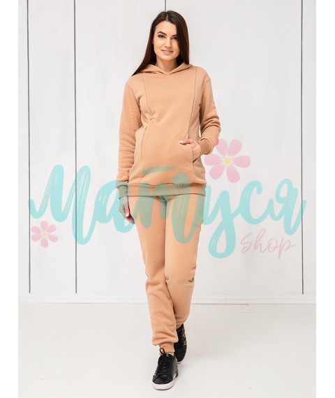 Худи для беременных и кормящих (молнии для кормления) - Песочное