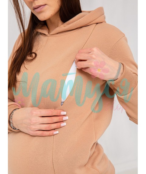 Худи для беременных и кормящих (молнии для кормления) - Песочное