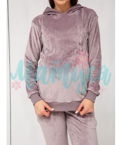 Худи для беременных и кормящих (молнии для кормления) - Велюр