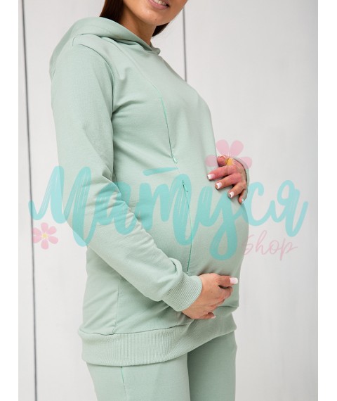 Худи для беременных и кормящих (молнии для кормления) - Зеленое